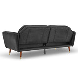 NNEDPE Sarantino Faux Velvet Tufted Sofa Bed Couch Futon - Black