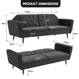 NNEDPE Sarantino Faux Velvet Tufted Sofa Bed Couch Futon - Black