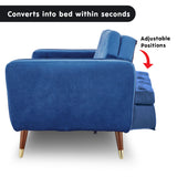NNEDPE Sarantino Faux Velvet Sofa Bed Couch Furniture Lounge Suite Futon Blue