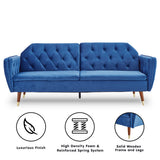 NNEDPE Sarantino Faux Velvet Sofa Bed Couch Furniture Lounge Suite Futon Blue