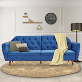 NNEDPE Sarantino Faux Velvet Sofa Bed Couch Furniture Lounge Suite Futon Blue