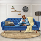 NNEDPE Sarantino Faux Velvet Sofa Bed Couch Furniture Lounge Suite Futon Blue