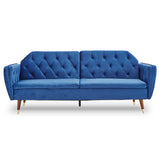 NNEDPE Sarantino Faux Velvet Sofa Bed Couch Furniture Lounge Suite Futon Blue