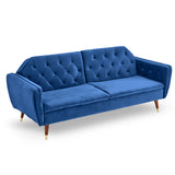 NNEDPE Sarantino Faux Velvet Sofa Bed Couch Furniture Lounge Suite Futon Blue