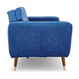 NNEDPE Sarantino Faux Velvet Sofa Bed Couch Furniture Lounge Suite Futon Blue
