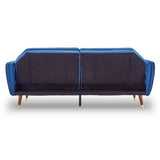 NNEDPE Sarantino Faux Velvet Sofa Bed Couch Furniture Lounge Suite Futon Blue
