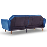 NNEDPE Sarantino Faux Velvet Sofa Bed Couch Furniture Lounge Suite Futon Blue