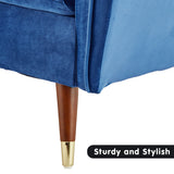 NNEDPE Sarantino Faux Velvet Sofa Bed Couch Furniture Lounge Suite Futon Blue