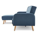NNEDPE Sarantino 3-Seater Corner Sofa Bed with Chaise Lounge - Blue
