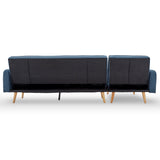 NNEDPE Sarantino 3-Seater Corner Sofa Bed with Chaise Lounge - Blue