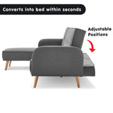 NNEDPE Sarantino 3-Seater Corner Sofa Bed with Chaise Lounge - Dark Grey