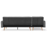 NNEDPE Sarantino 3-Seater Corner Sofa Bed with Chaise Lounge - Dark Grey