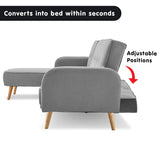 NNEDPE Sarantino 3-Seater Corner Sofa Bed with Chaise Lounge - Light Grey