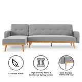 NNEDPE Sarantino 3-Seater Corner Sofa Bed with Chaise Lounge - Light Grey