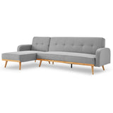 NNEDPE Sarantino 3-Seater Corner Sofa Bed with Chaise Lounge - Light Grey