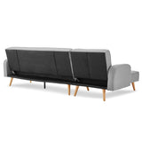 NNEDPE Sarantino 3-Seater Corner Sofa Bed with Chaise Lounge - Light Grey