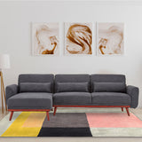 NNEDPE Sarantino Faux Velvet Sofa Bed Couch Lounge Chaise Cushions Dark Grey