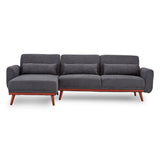 NNEDPE Sarantino Faux Velvet Sofa Bed Couch Lounge Chaise Cushions Dark Grey
