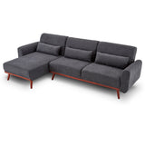 NNEDPE Sarantino Faux Velvet Sofa Bed Couch Lounge Chaise Cushions Dark Grey
