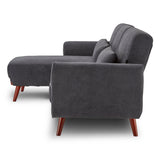NNEDPE Sarantino Faux Velvet Sofa Bed Couch Lounge Chaise Cushions Dark Grey