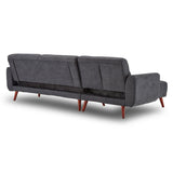NNEDPE Sarantino Faux Velvet Sofa Bed Couch Lounge Chaise Cushions Dark Grey