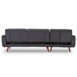 NNEDPE Sarantino Faux Velvet Sofa Bed Couch Lounge Chaise Cushions Dark Grey