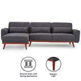 NNEDPE Sarantino Faux Velvet Sofa Bed Couch Lounge Chaise Cushions Dark Grey