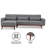NNEDPE Sarantino Faux Velvet Sofa Bed Couch Lounge Chaise Cushions Light Grey
