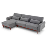 NNEDPE Sarantino Faux Velvet Sofa Bed Couch Lounge Chaise Cushions Light Grey