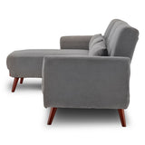 NNEDPE Sarantino Faux Velvet Sofa Bed Couch Lounge Chaise Cushions Light Grey