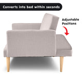 NNEDPE Sarantino 3-Seater Faux Linen Sofa Bed Couch - Beige