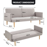 NNEDPE Sarantino 3-Seater Faux Linen Sofa Bed Couch - Beige