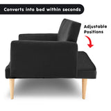 NNEDPE Sarantino 3-Seater Faux Linen Sofa Bed Couch - Black