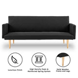 NNEDPE Sarantino 3-Seater Faux Linen Sofa Bed Couch - Black