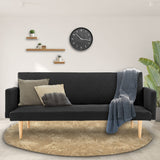 NNEDPE Sarantino 3-Seater Faux Linen Sofa Bed Couch - Black