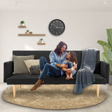 NNEDPE Sarantino 3-Seater Faux Linen Sofa Bed Couch - Black