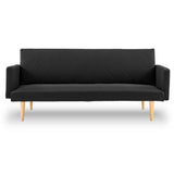 NNEDPE Sarantino 3-Seater Faux Linen Sofa Bed Couch - Black