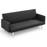 NNEDPE Sarantino 3-Seater Faux Linen Sofa Bed Couch - Black