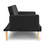 NNEDPE Sarantino 3-Seater Faux Linen Sofa Bed Couch - Black