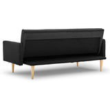 NNEDPE Sarantino 3-Seater Faux Linen Sofa Bed Couch - Black