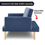 NNEDPE Sarantino 3-Seater Faux Linen Sofa Bed Couch - Blue