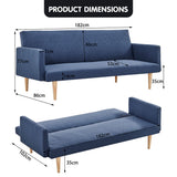 NNEDPE Sarantino 3-Seater Faux Linen Sofa Bed Couch - Blue