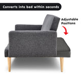 NNEDPE Sarantino 3-Seater Faux Linen Sofa Bed Couch - Dark Grey