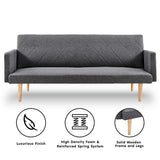NNEDPE Sarantino 3-Seater Faux Linen Sofa Bed Couch - Dark Grey
