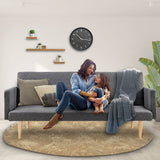 NNEDPE Sarantino 3-Seater Faux Linen Sofa Bed Couch - Dark Grey