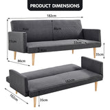 NNEDPE Sarantino 3-Seater Faux Linen Sofa Bed Couch - Dark Grey
