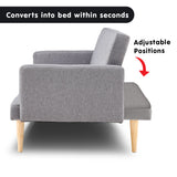 NNEDPE Sarantino 3 Seater Modular Linen Fabric Sofa Bed Couch Light Grey