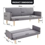 NNEDPE Sarantino 3 Seater Modular Linen Fabric Sofa Bed Couch Light Grey