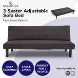 NNEDPE Sarantino 3 Seater M 2620 Modular Linen Sofa Bed Couch - Black