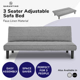 NNEDPE Sarantino 3 Seater M 2620 Modular Linen Sofa Bed Couch - Dark Grey
